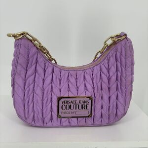 Versace Jeans Collection Quilted Lilac Shoulder Bag
